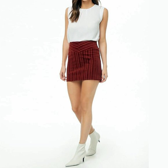 Forever 21 Corduroy A-Line Mini Skirt Womens Size Small Rust - Picture 1 of 10